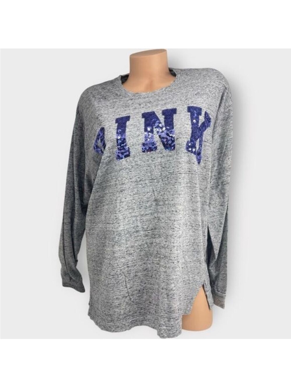 Victoria's Secret PINK Lg Oversized Long Sleeve Campus Tee Bling